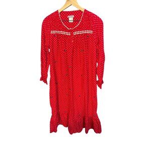 Laura Scott Polka Dot Petite Small Nightgown Soft Cotton V-Neck Romantic Sleepwe